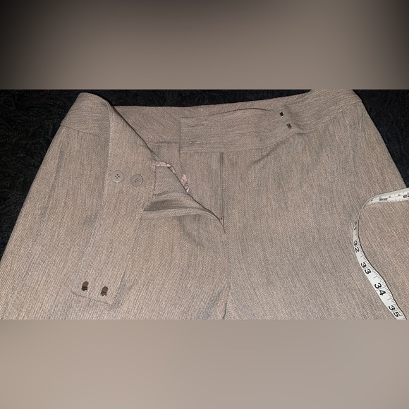 Oatmeal Stretch Twill Bootcut Dress Pants Size 6, Minimalist Tailored Trousers - Picture 7 of 9